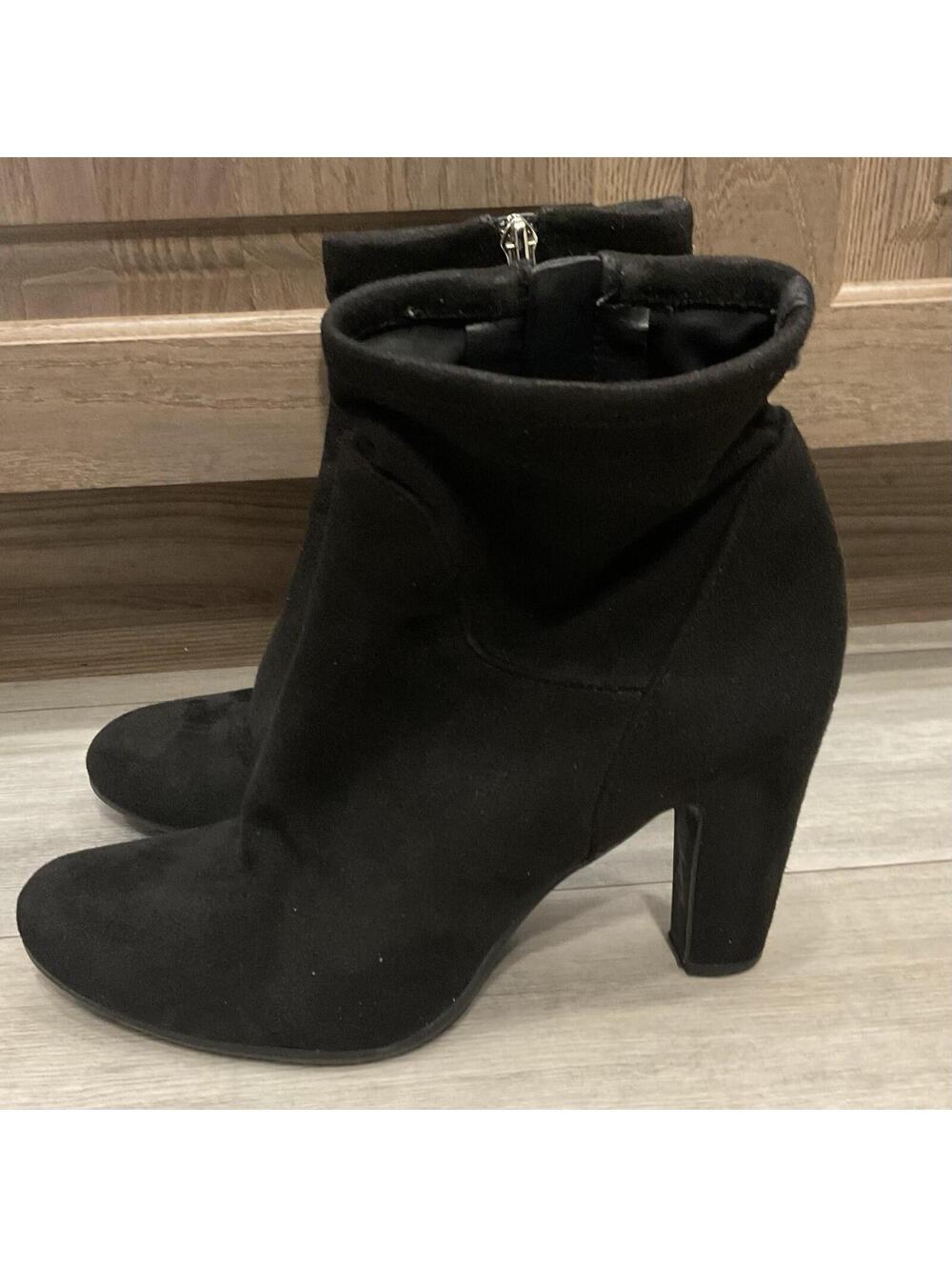 Sam Edelman Womens Black Stretchy ZIP Up Heel Boots Size 7.5